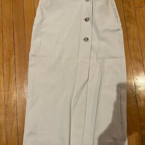 Babaton White Pencil Skirt with Button Detail